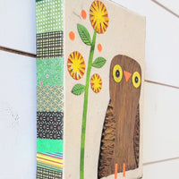 Owlet and Dandies 6x8" Original Collage