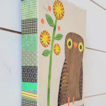 Owlet and Dandies 6x8" Original Collage