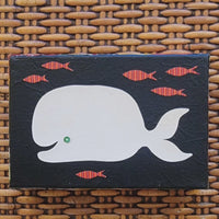 Whale In the Deep Dark Sea 4x6" Original Collage