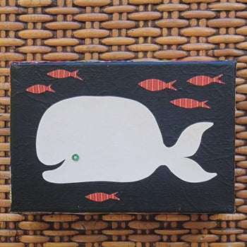 Whale In the Deep Dark Sea 4x6" Original Collage