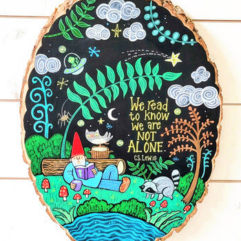 We Are Not Alone 19" Tall Painted Birch Oval