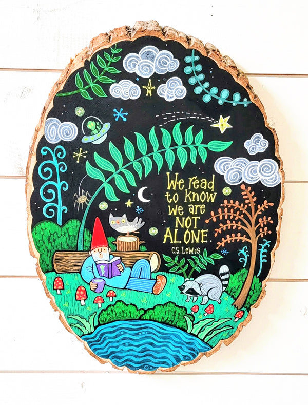 We Are Not Alone 19" Tall Painted Birch Oval
