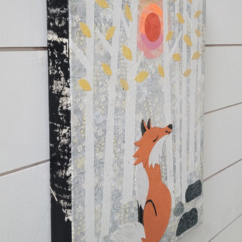 Fox In Winter 12x16" Original Collage