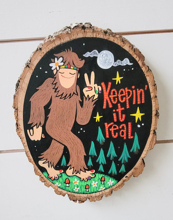 Keeping It Real Sasquatch 9"  Handpainted Wooden Oval