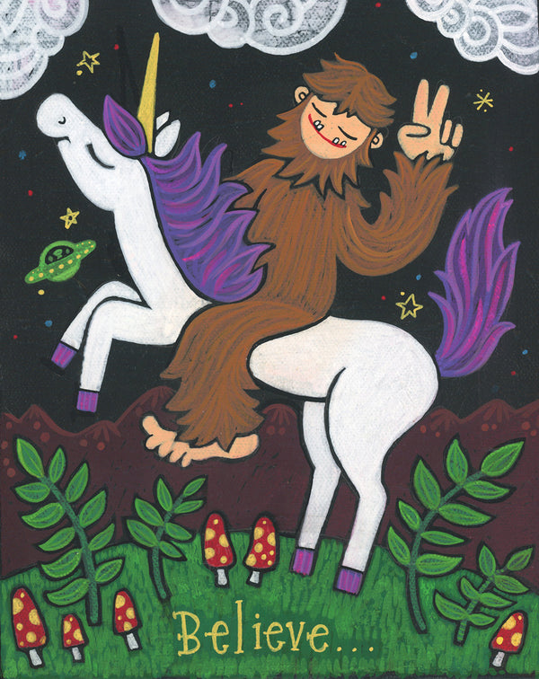 Believe....Terrific Twosome Unicorn and Sasquatch Print