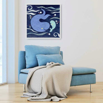 Big Blue and Little Blue Whale Print