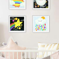 Moon and the Rainbow Stars Print