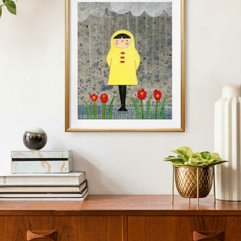 Girl In the Rain Print