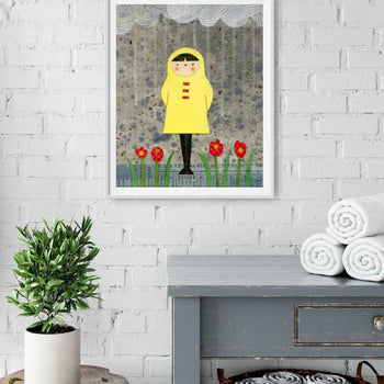 Girl In the Rain Print