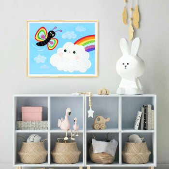 Rainbow Butterfly Meets Rainbow Cloud Print