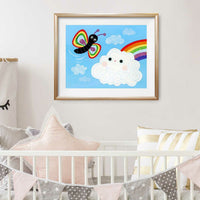 Rainbow Butterfly Meets Rainbow Cloud Print