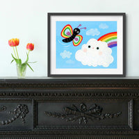 Rainbow Butterfly Meets Rainbow Cloud Print