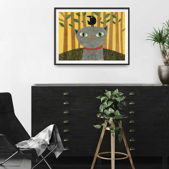 Gray Cat Has Found a Friend Print