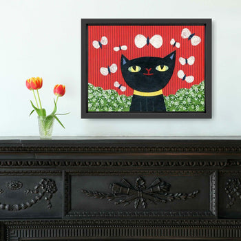 Black Cat Ready to Pounce Print