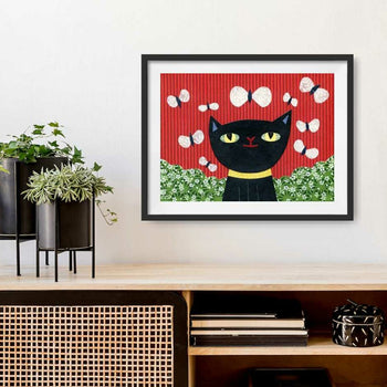 Black Cat Ready to Pounce Print