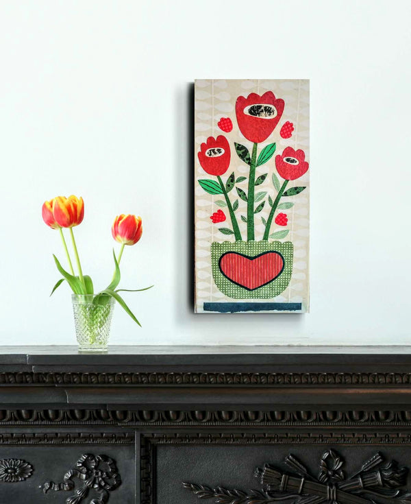 Poppy Love 6x12" Original Collage
