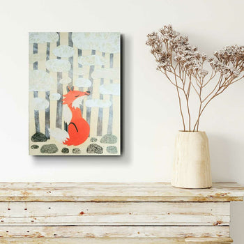 Fox In Winter 12x16" Original Collage