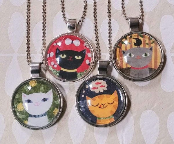 Cat Art Drop Necklaces