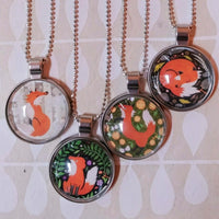 Fox In the Seasons Art Drop Necklace
