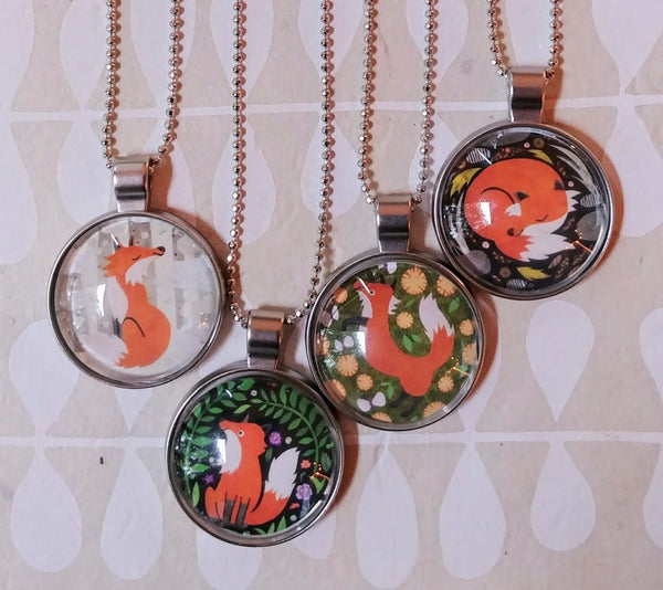 Fox In the Seasons Art Drop Necklace
