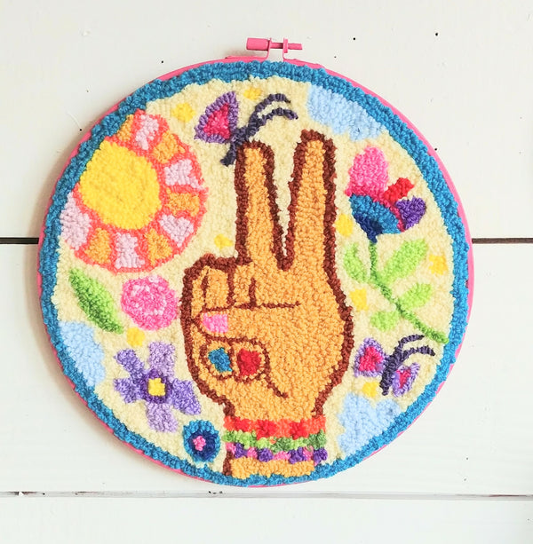 Peace and Love 12" Punch Needle Embroidery