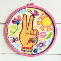 Peace and Love 12" Punch Needle Embroidery