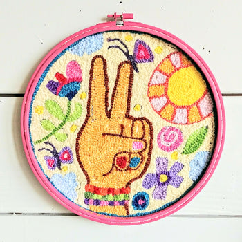 Peace and Love 12" Punch Needle Embroidery