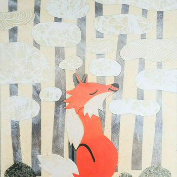Fox In Winter 12x16" Original Collage