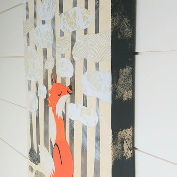 Fox In Winter 12x16" Original Collage