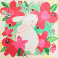 Bun Bun In My Garden 6x6" Original Collage