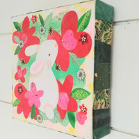 Bun Bun In My Garden 6x6" Original Collage