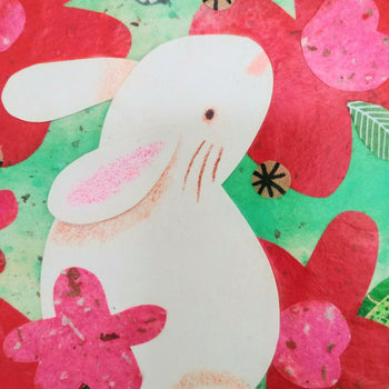 Bun Bun In My Garden 6x6" Original Collage