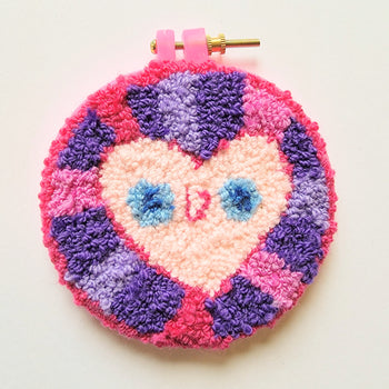 Cutie Heart Punch Needle Embroidery 5" Round
