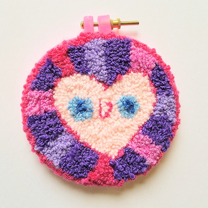Cutie Heart Punch Needle Embroidery 5" Round