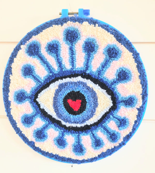 Magic Heart Blue Eye Punch Needle Embroidery 10" Round