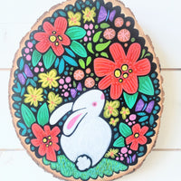 Rabbit In My Garden Painted Round