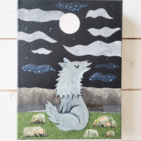 Wolf At Midnight 9x12" Original Collage
