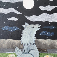 Wolf At Midnight 9x12" Original Collage