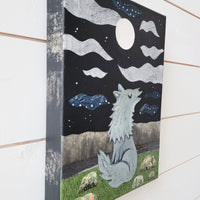 Wolf At Midnight 9x12" Original Collage