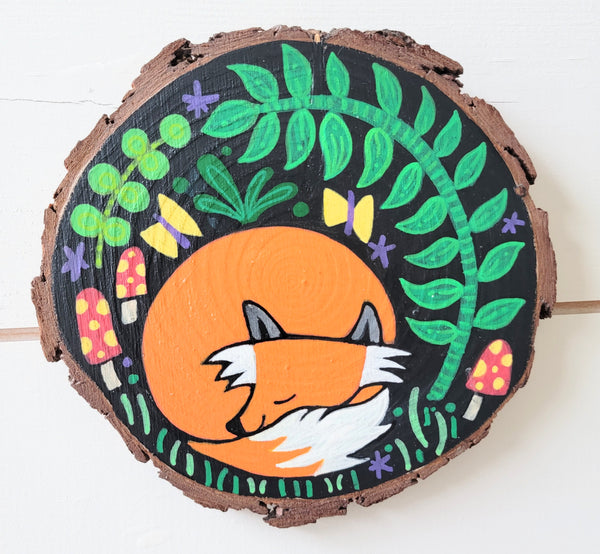 Napping Fox 5" Painted Round