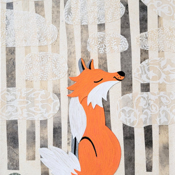 Winter Fox 9x12" Original Collage