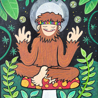 Midnight Meditation On a Mushroom Original Painting 8x10"