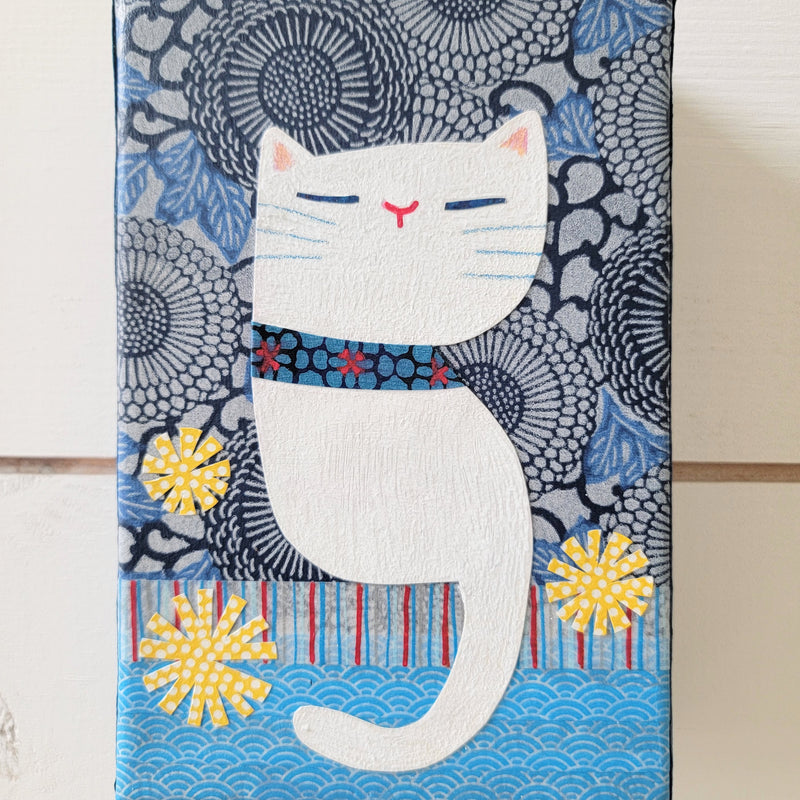 Kitty In Blue 4x6" Original Collage