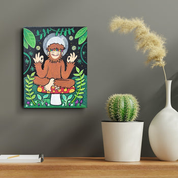Midnight Meditation On a Mushroom Original Painting 8x10"