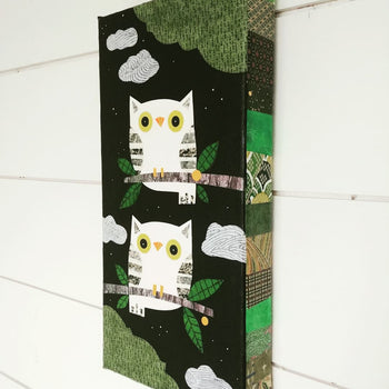 Midnight Hoos 6x12" Original Collage