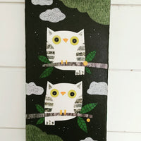 Midnight Hoos 6x12" Original Collage