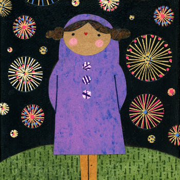 Girl With Fireworks Print