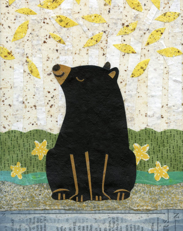 Black Bear By the River, 8x10" bear print, Northwest, river art, Alaska bear art, baby nursery, gender neutral nursery art, art children