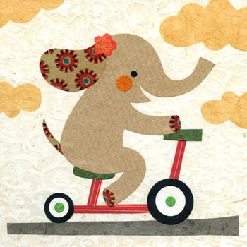 Ellie With a Flower, 8x8" elephant print, safari, jungle art kids room, animal prints, wall decor, baby shower, nursery art, collage, flower
