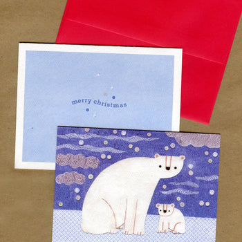 Holiday Polar Bear Notecard Set, christmas cards, stationery, bear cards, polar bear art, holiday cards, artic art, winter cards, bear art